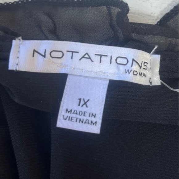 Notations Blouse Shirt Woman 1X Black Ruffle Trim New WOT - Picture 5 of 7